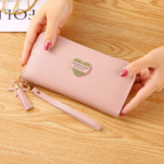 Pink Zipper Clutch Wallet