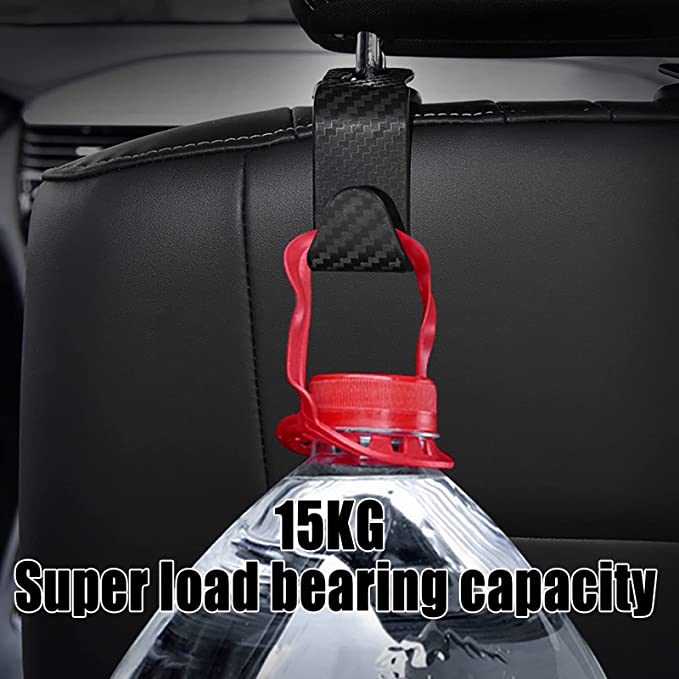 4 Pieces Car Essentials Seat Headrest Hook (Carbon Fiber Pattern) - Tinsico