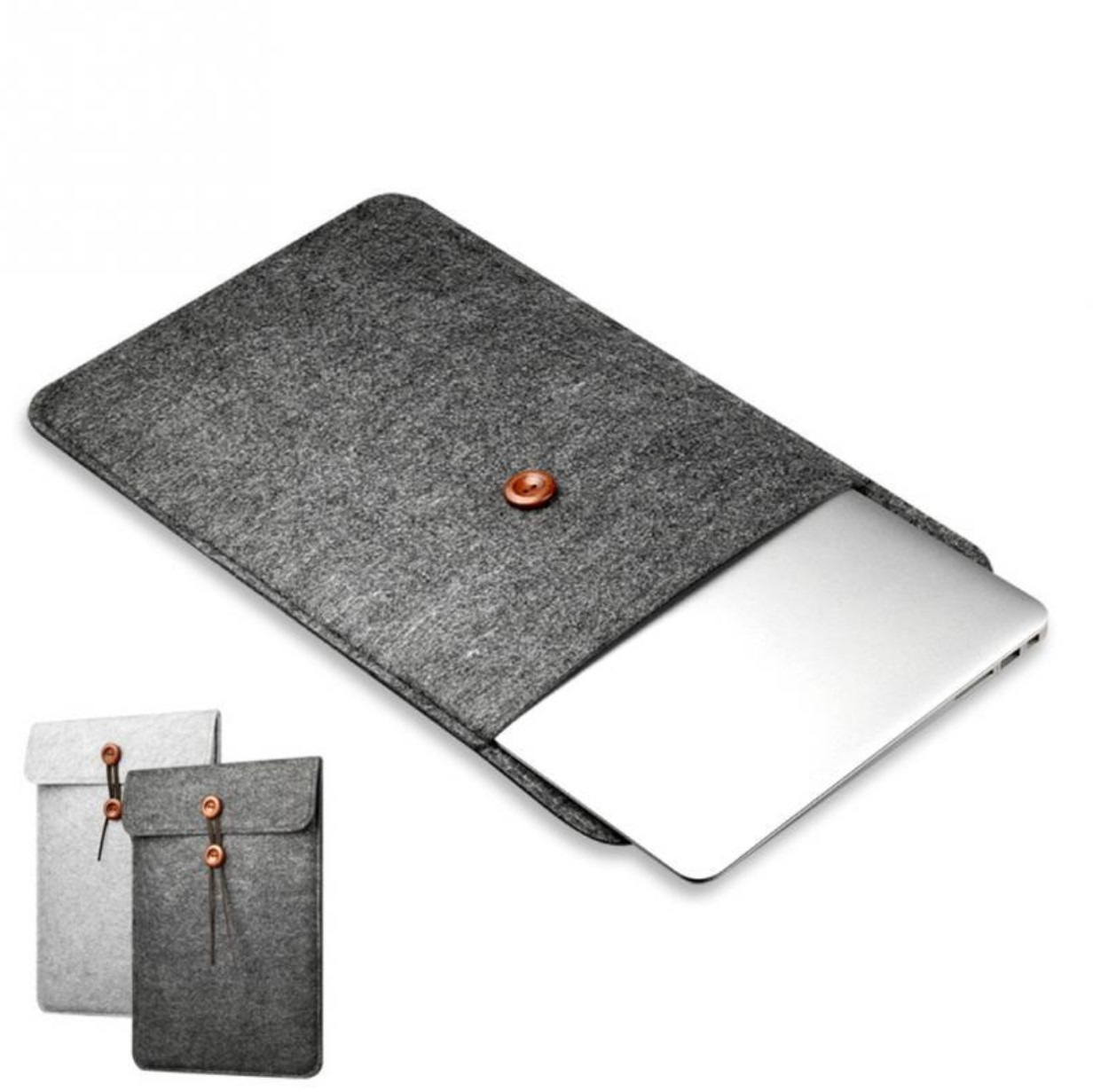 Felt Laptop Bag Organizer Sleeve Pocket With Magnetic Metal 