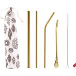 Gold Red SS Straw Set