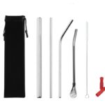 Silver Black SS Straw Set