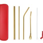 Gold Red SS Straw Set