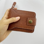 Multifunctional PU Zipper Purse Light Brown