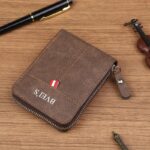 Dark Brown Bi-fold Zipper Wallet